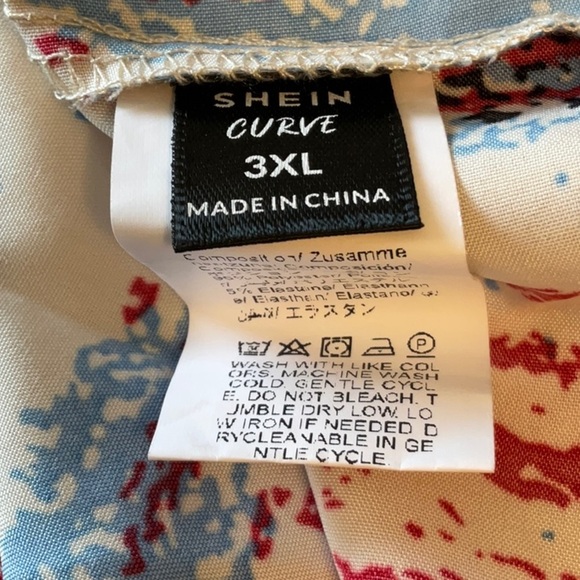 SHEIN Red and Blue Abstract Midi Dress - Picture 5 of 6